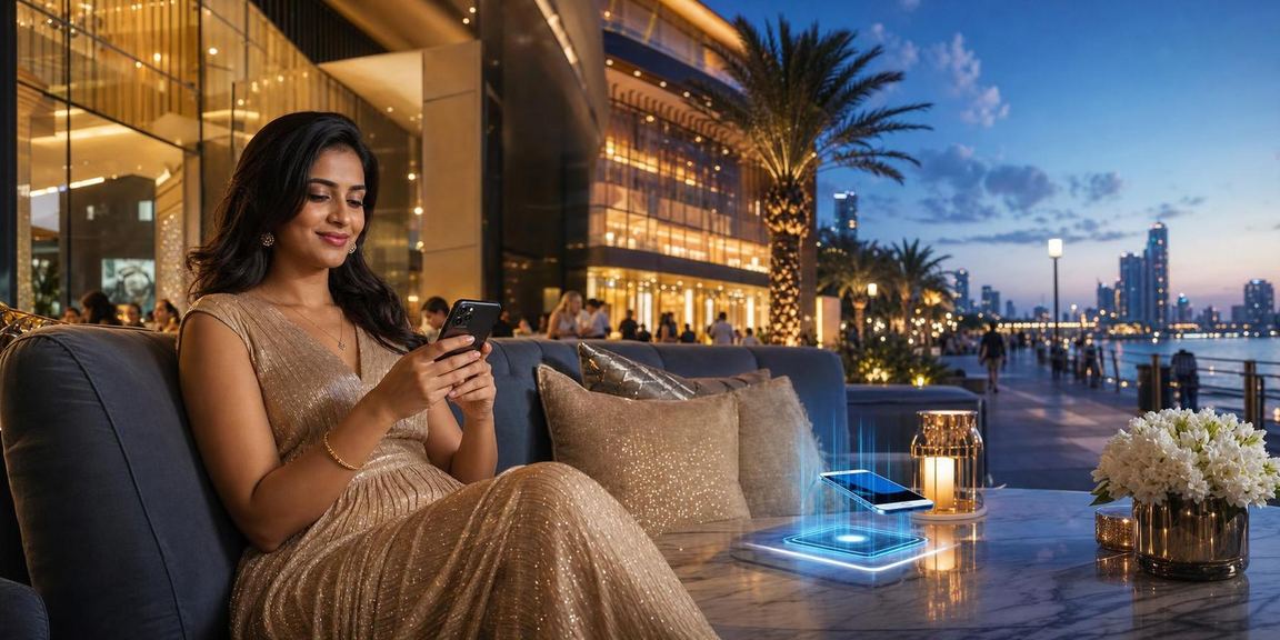 Indian model using mobile payment on 12034 app